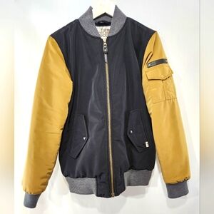 THE NORTH FACE Brown Label Asian Market Outerwear Black Gold Varsity Jacket sz S